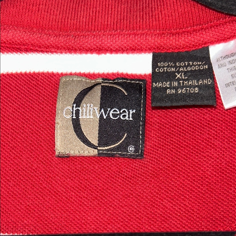 Men's Crimson Polo Shirt with White Stripes - Picture 4 of 4